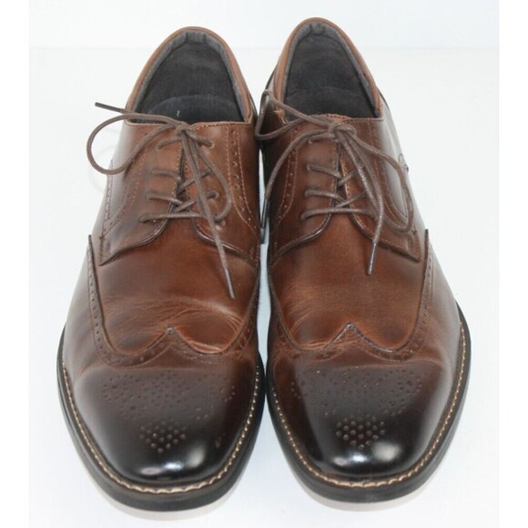 Joseph Abboud Wingtip Oxford Brouge Chestnut Leather Men\'s Dress Shoes sz 12D main image 10